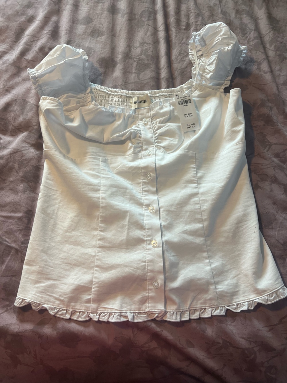 Hollister White Ruffle blouse - Large